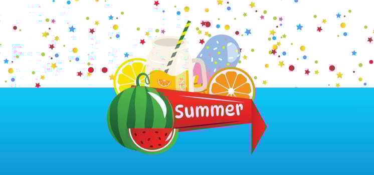 cartoon hello summer backdrop vector