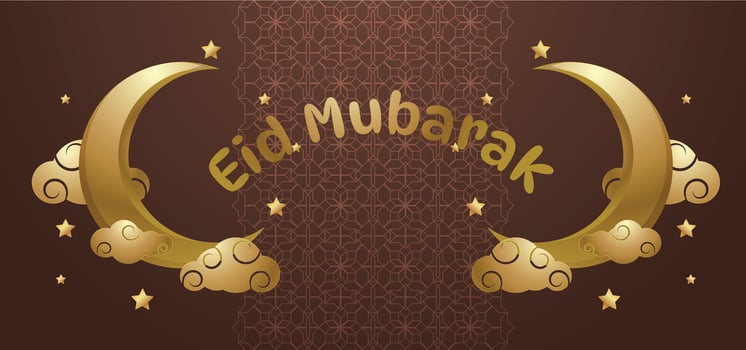 brown with gold eid mubarak background vector