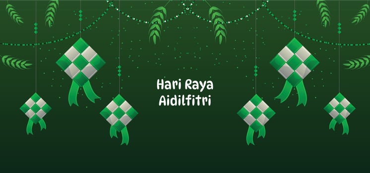 hari raya aidilfitri illustration border ketupat vector