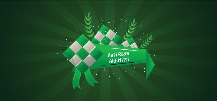hari raya aidilfitri illustration ketupat vector