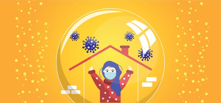 woman virus protection background vector