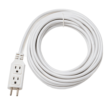 White extension cord coiled on transparent background png