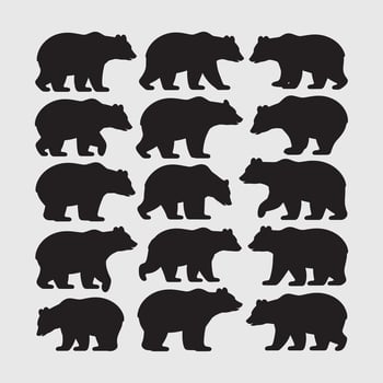 Black silhouettes of bears bundle vector