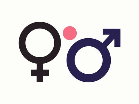 Gender Symbols Male, Female and Pink Dot Graphic vector