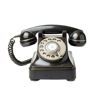 Black rotary dial telephone isolated on transparent background png