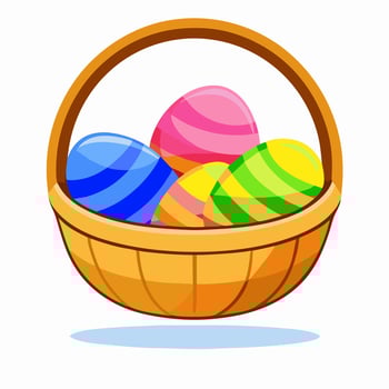 Colorful Easter Eggs in Wooden Basket Illustration vector