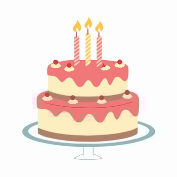 Two Tiered Pink Birthday Cake with Candles vector
