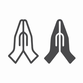 Praying Hands Icon Line and Solid Graphics vector