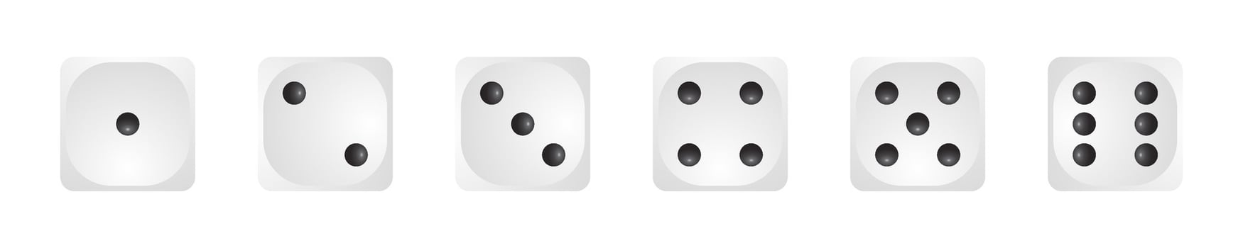 Gaming dice white collection. Multiple views of white dice vector