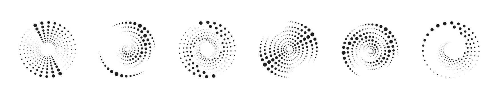 Circles in spiral abstract design element collection. Spiral circle patterns for abstract designs vector