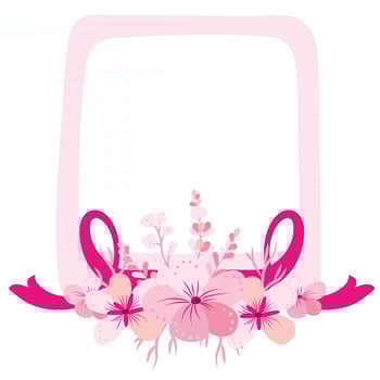 breast cancer pink illustration frame with flower vector