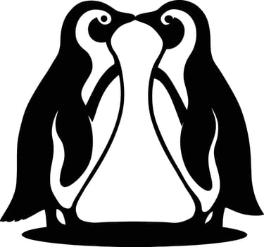 Penguins Kissing Silhouette, Loving Penguin Couple Graphic vector