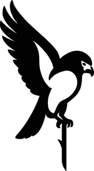 Falcon Branch Silhouette Design, Powerful Raptor Art vector