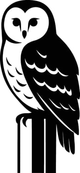 Barn Owl Perched Silhouette, Graceful Owl Graphic Illustration vector
