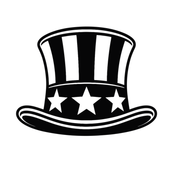 A black top hat features vertical stripes and three stars, reminiscent of patriotic symbolism. It appears cutouts png