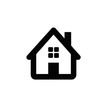 A simple house icon is depicted with a triangular roof, chimney, and small windows above a door cutouts png