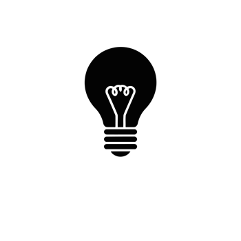 A simple black icon of a light bulb cutouts png