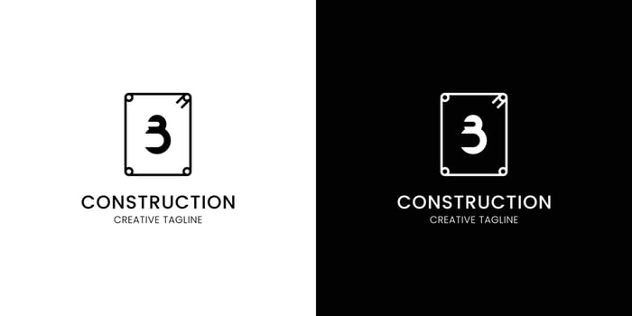 Letter B for construction company with rebar vector