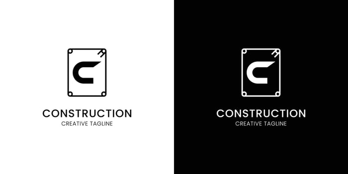 Letter C for construction company with rebar vector