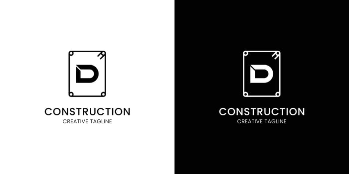 Letter D for construction company with rebar vector