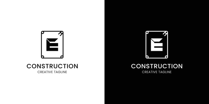 Letter E for construction company with rebar vector