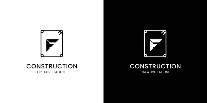 Letter F for construction company with rebar vector