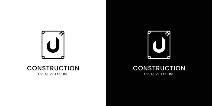 Letter J for construction company with rebar vector