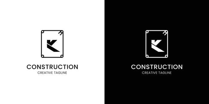 Letter K for construction company with rebar vector
