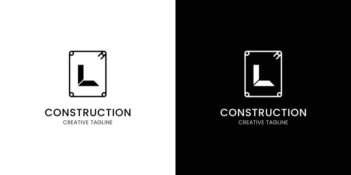 Letter L for construction company with rebar vector