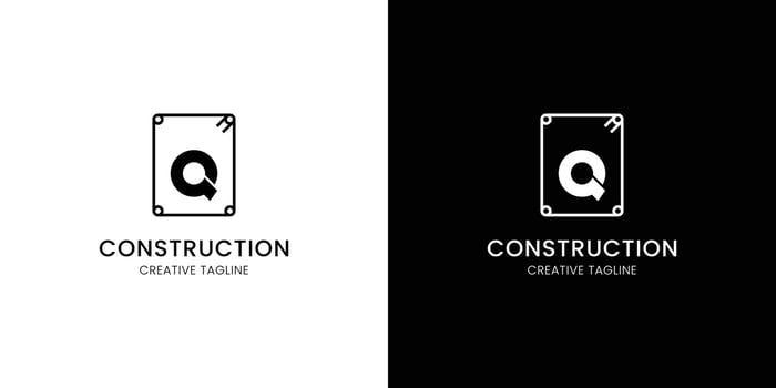 Letter Q for construction company with rebar vector
