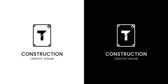 Letter T for construction company with rebar vector