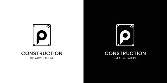 Letter P for construction company with rebar vector
