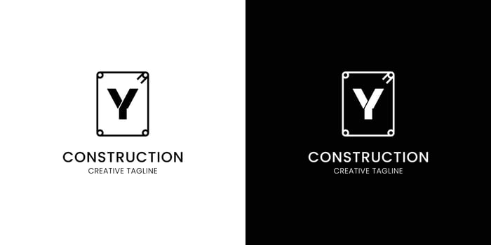 Letter Y for construction company with rebar vector