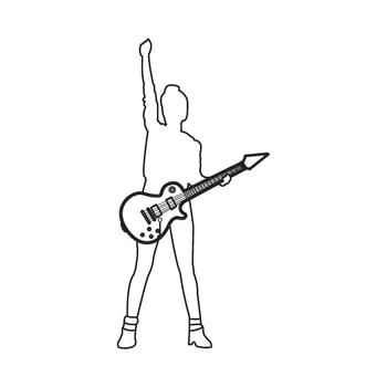 icon of person playing guitar illustration design vector
