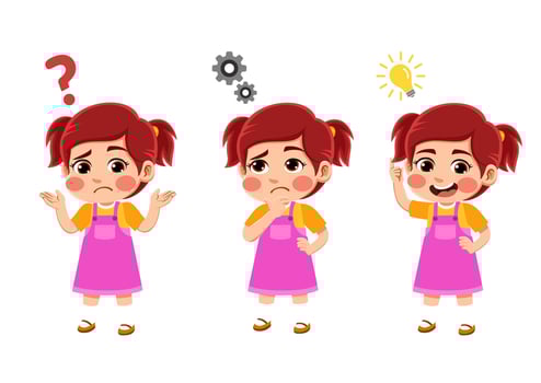 red hair european girl cartoon looking for ideas vector
