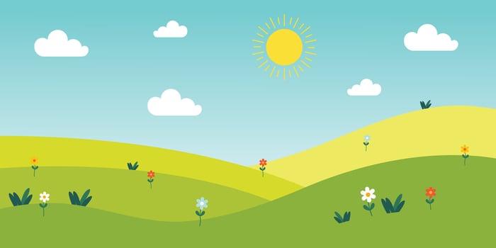 Green Hills Background For Kids With Clearly Day vector