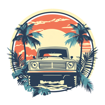 Tropical Sunset Truck t shirt design png
