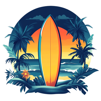 Sunset Surf Tropical Beach Scene png