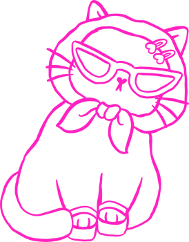 Cute Retro Self Love Cat Outline wearing high heels and sassy glasses Cartoon Doodle Hand Drawn png