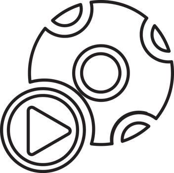 outline soccer ball with play button icon png