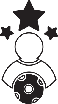 black and white icon of a person with a star png