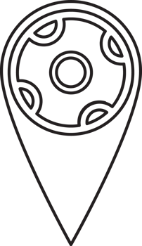 outline location with ball icon png