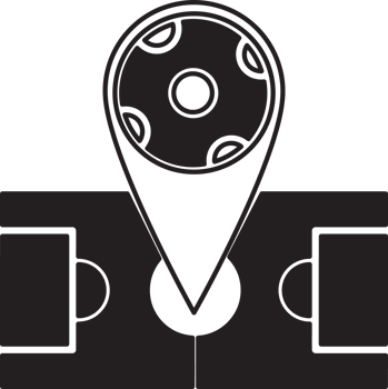 black location sign in the middle of football field png