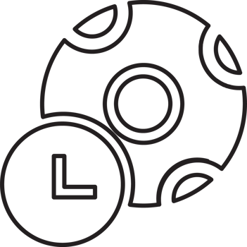 outline soccer ball with clock icon png