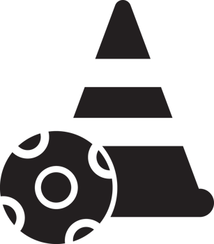 black training cone with a soccer ball png