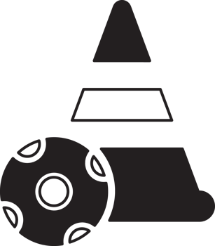 black training cone with a football ball png