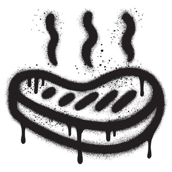 Meat in urban graffiti style with black spray paint. vector