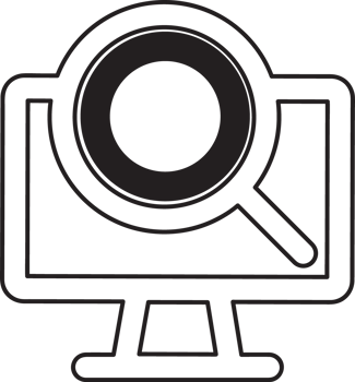 outline computer with search icon png
