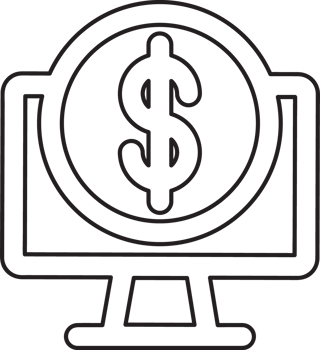 outline computer with money icon png