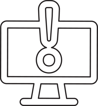 outline computer with warning icon png